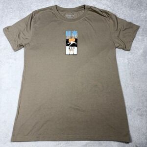 GSTR Graphic Tee Mens Medium Brown Japan Mount Fuji City List Streetwear Shirt